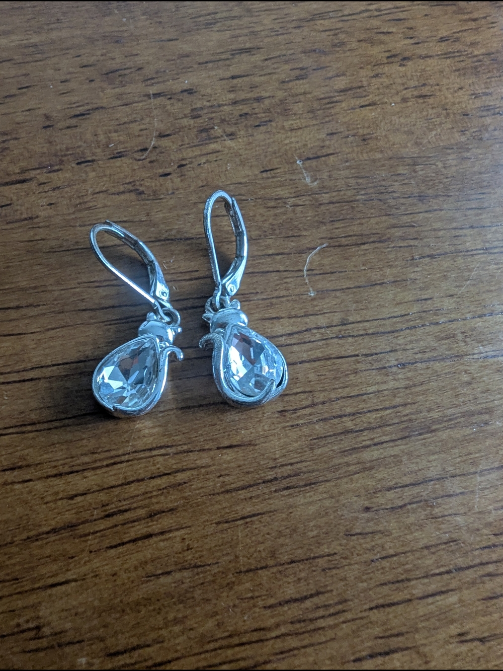 Clear Teardrop Crystal Leverback Earrings - Women's Jewelry